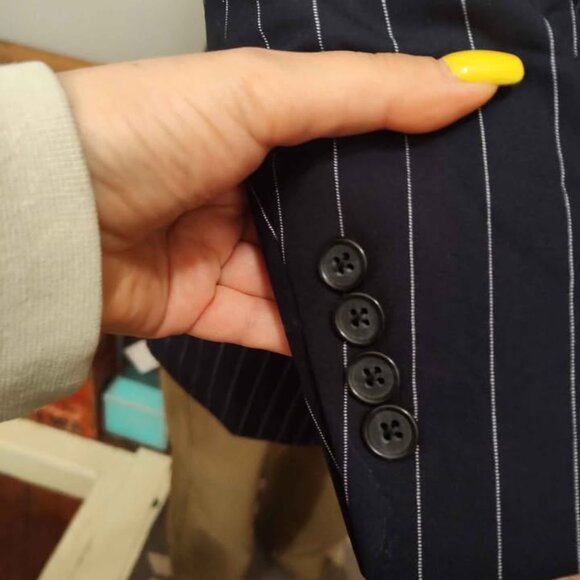 Samuelsohn Jacket Blazer Sportscoat Dark Blue Pinstripe - Picture 7 of 8